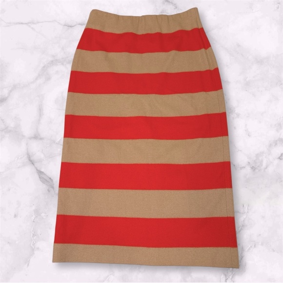 Doncaster Dresses & Skirts - Doncaster Collection Wool/Cashmere Blend  Stripped Coral & Tan Pencil Skirt Sz10